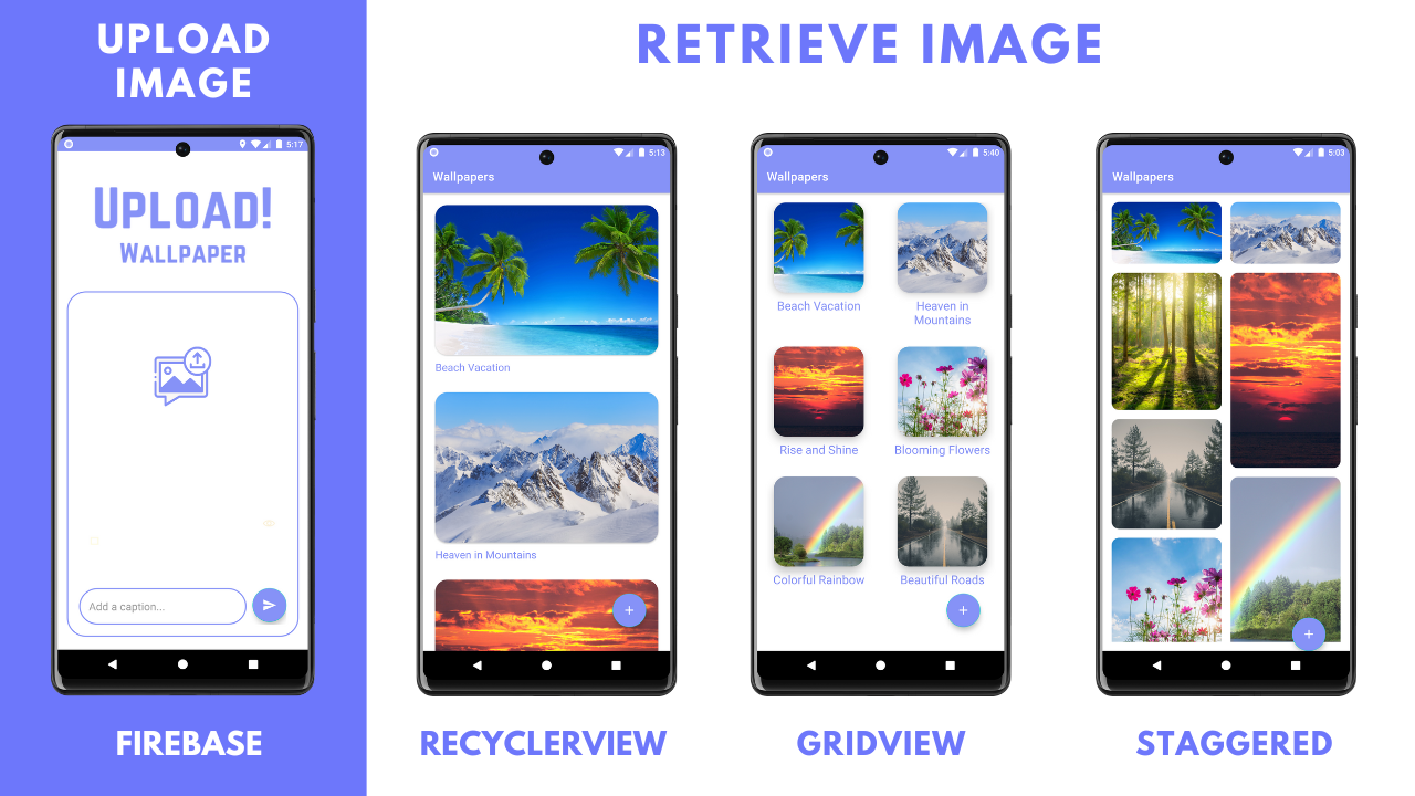 Store Retrieve Image in Firebase Realtime Database using Android Studio and Display in RecyclerView, GridView, and Staggered Layout – Easy 9 Steps